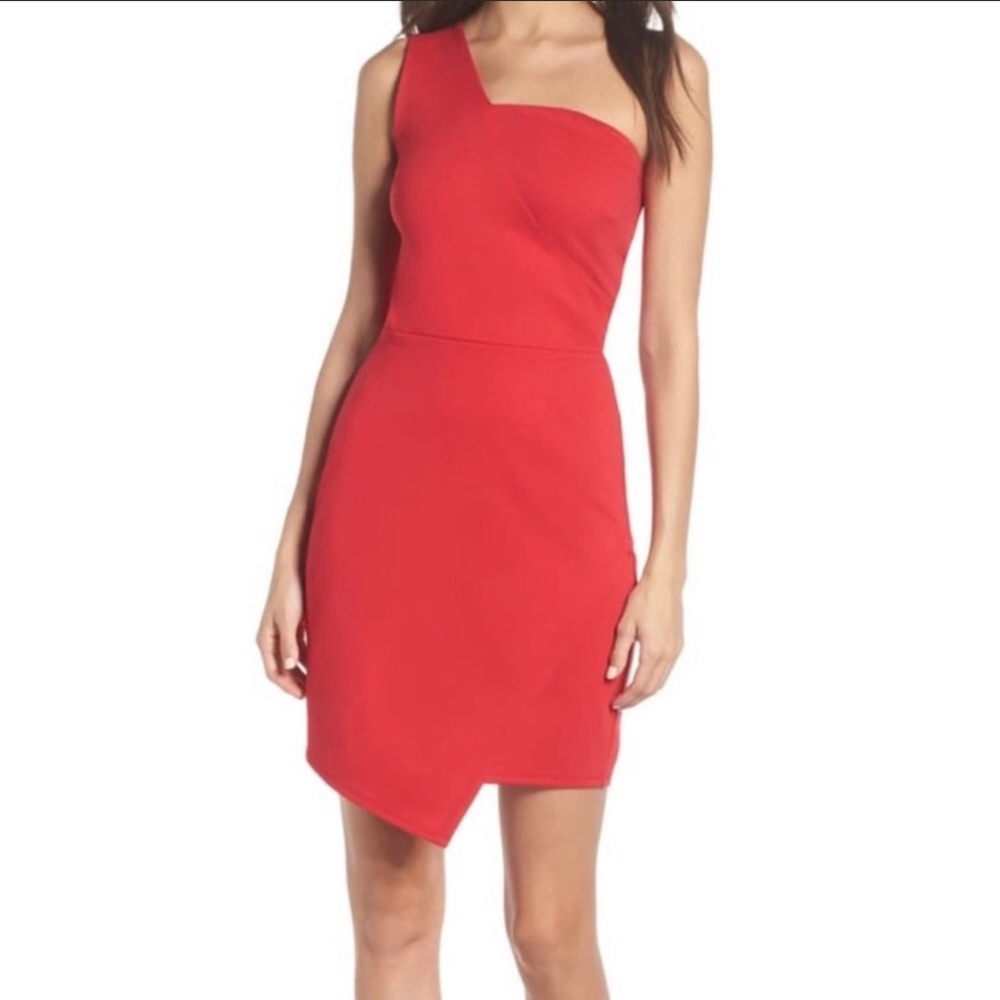 NWT Fraiche by J one shoulder red dress